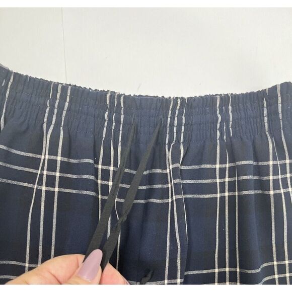 Aritzia Wilfred Blue Plaid High Rise Soleste Pants Size Small Cuffed Windowpane - Picture 8 of 12